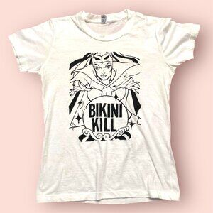 Women's White Bikini Kill Band Tee Size M NWOT